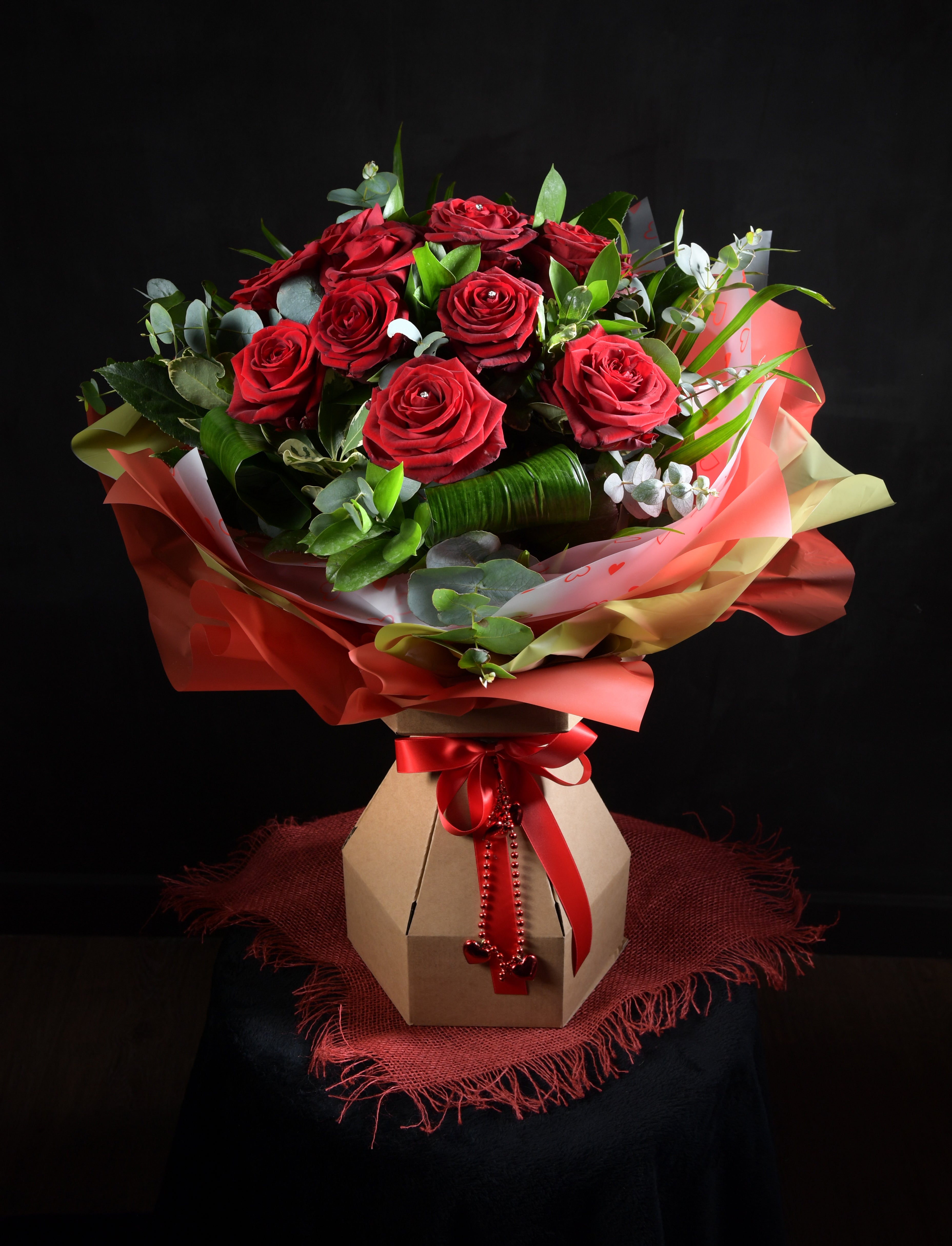 Dozen Luxury Red Rose Water Bouquet